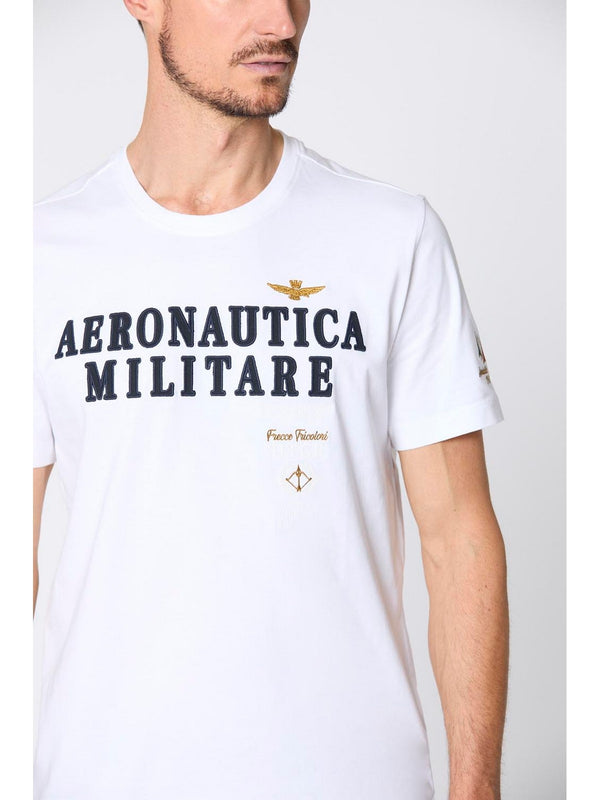 T-shirt Uomo Aeronautica Militare - T-shirt ricamata con logo applicato - Bianco