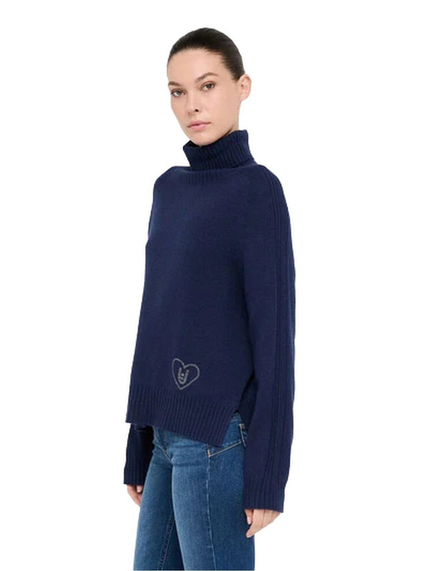 Maglie Donna Liu Jo - Maglia in misto lana con intarsi - Blu