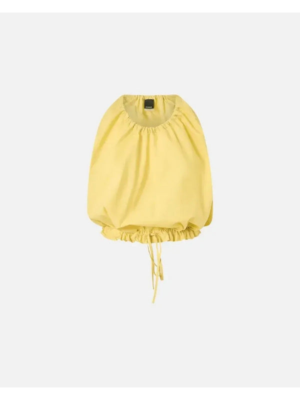 Canotte e top Donna Pinko - Top ampio senza maniche in popeline - Giallo