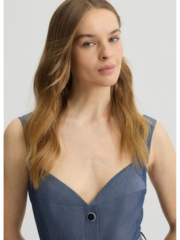 Vestiti casual Donna Liu Jo - Abito in lino con cintura - Blu