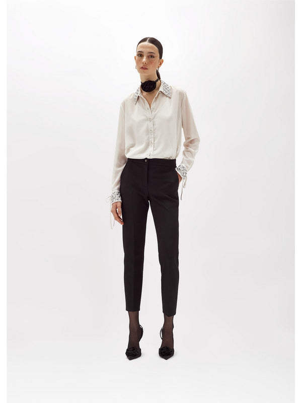Camicie Donna Blugirl - Camicia In Georgette Con Ricami - Bianco