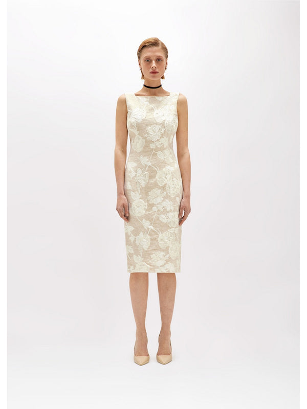 Vestiti da cocktail Donna Blugirl - Abito A Tubino In Jacquard Floreale - Beige