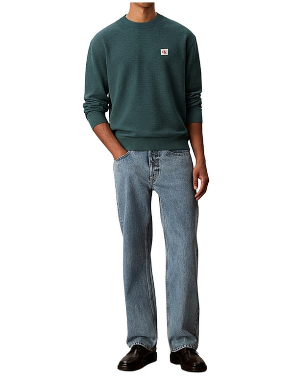 Maglie Uomo Calvin Klein - Maglia Waffle Girocollo - Verde