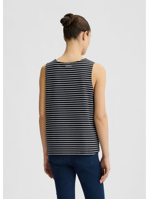 Canotte e top Donna Liu Jo - Top a righe con fiocco - Nero