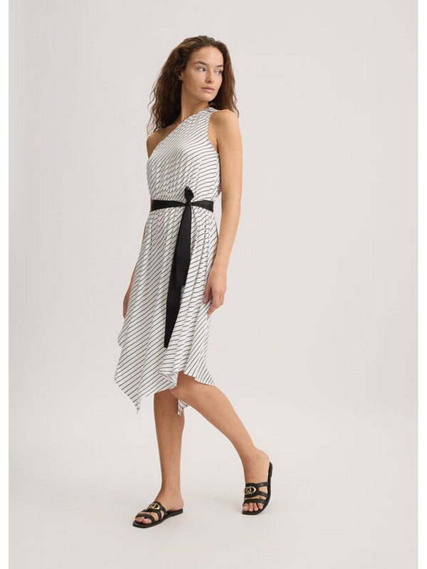 Vestiti casual Donna Liu Jo - Abito a righe con cintura - Bianco