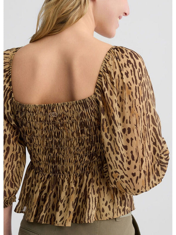 Canotte e top Donna Liu Jo - Top con stampa animalier - Marrone
