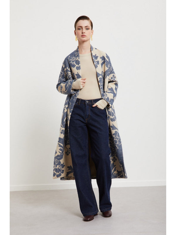 Cappotti Donna ottod'Ame - Cappotto sfoderato stampato - Azzurro