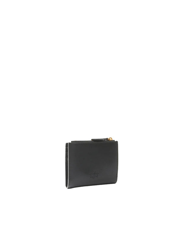 Portafogli Donna Pinko - Portafoglio zip-around in nappa chevron - Nero