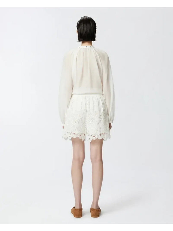 Pantaloncini Donna Pinko - Shorts macramè traforati - Bianco