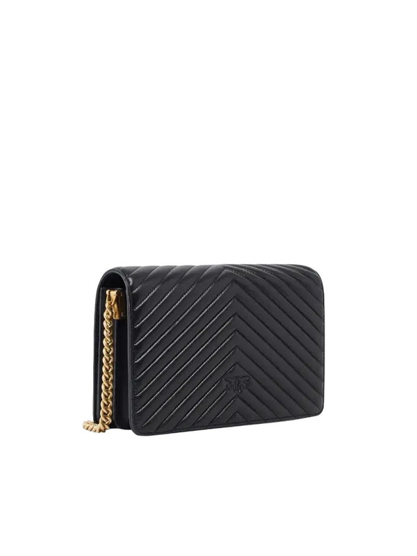 Borse a tracolla Donna Pinko - Classic Love Bag Click Chevron - Nero