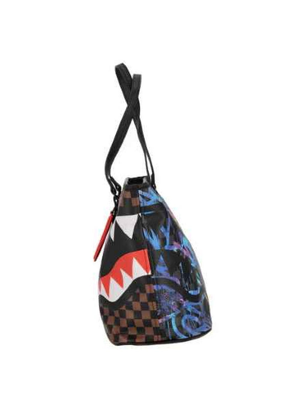 Borse a spalla Donna Sprayground - Borsa Sharks In Stickers Classic Tote - Marrone