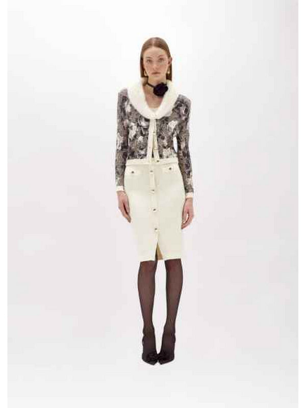 Cardigan Donna Blugirl - Cardigan Stampato Con Collo In Faux Fur - Multicolore