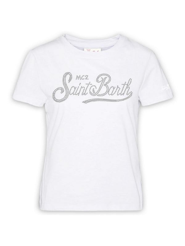 T-shirt Donna Mc2 Saint Barth - T-shirt Emilie con ricamo di strass Saint Barth - Bianco