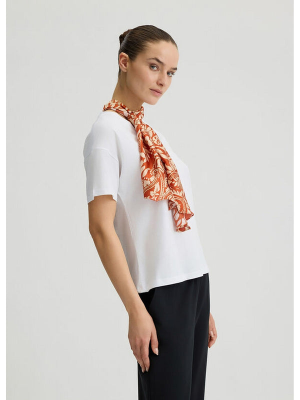 T-shirt Donna Liu Jo - T-shirt Donna con foulard fantasia - Bianco
