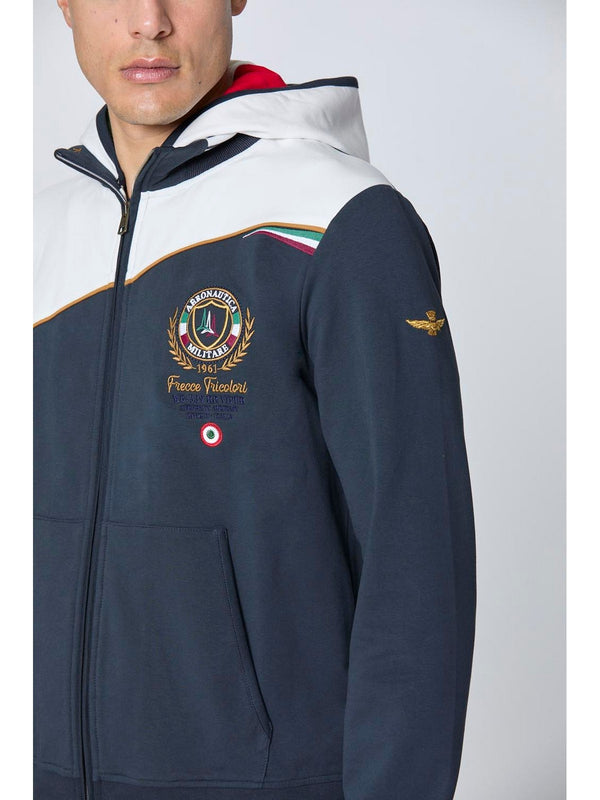 Felpe con cappuccio Uomo Aeronautica Militare - Felpa color-block cappuccio removibile - Blu