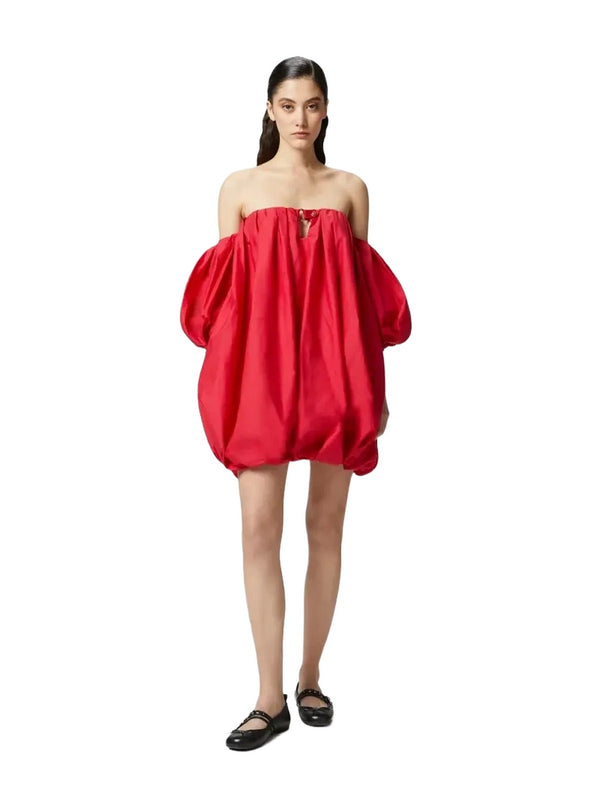 Vestiti da sera e cerimonia Donna Pinko - Mini abito a palloncino in popeline - Rosso