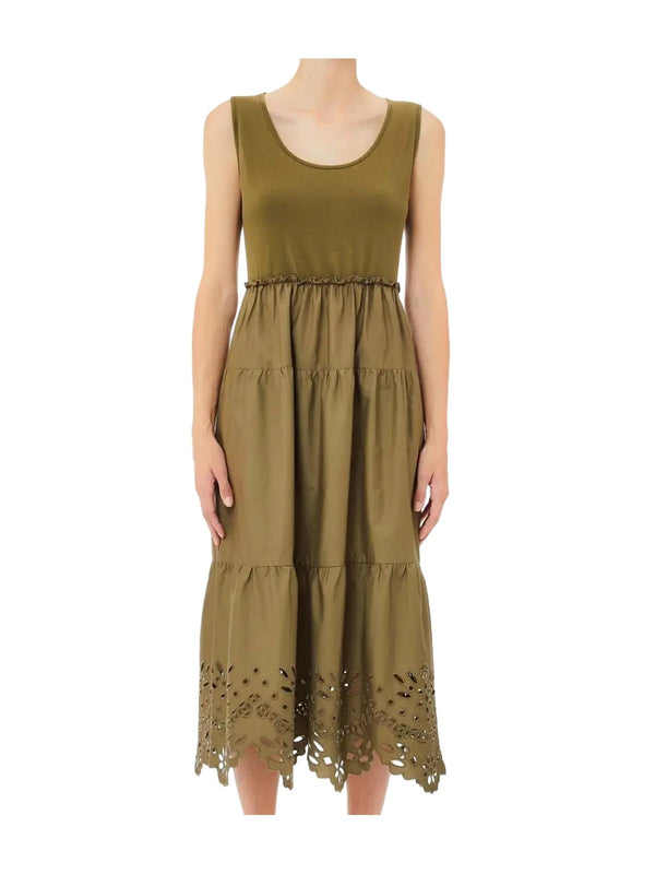 Vestiti casual Donna Liu Jo - Abito in cotone con ricami - Verde