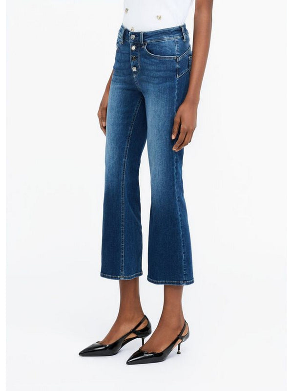 Jeans Donna Liu Jo - Jeans Flaire Con Bottoni Gioiello - Denim