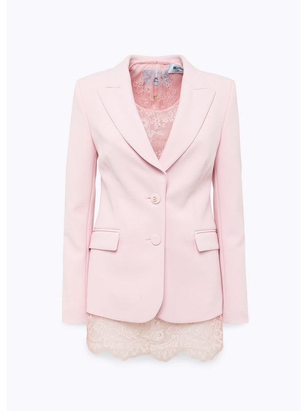 Giacche Donna Blugirl - Giacca Blazer In Crêpe Con Top In Pizzo - Rosa