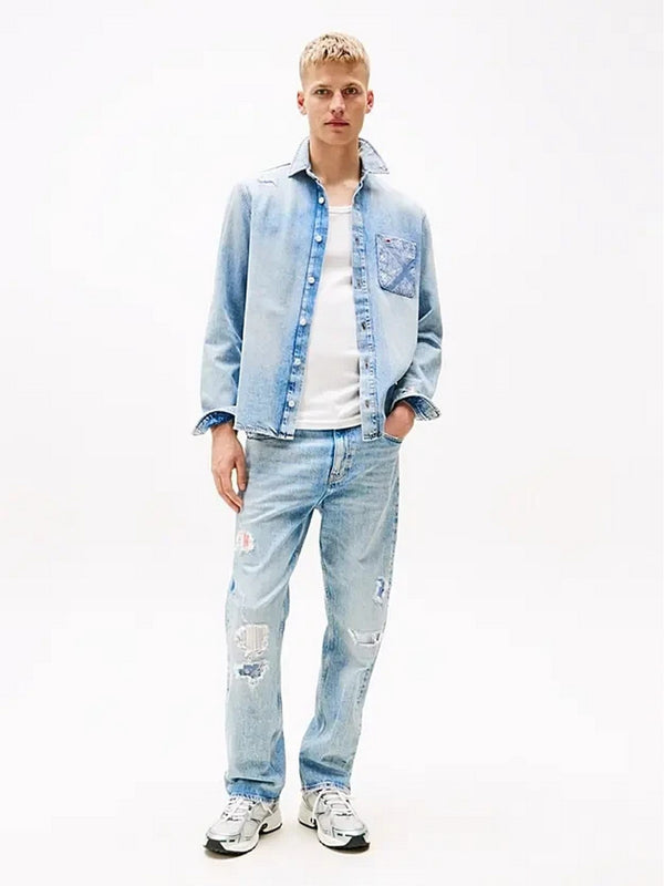 Jeans Uomo Tommy Hilfiger - Jeans Otis distressed regular fit dritti - Denim