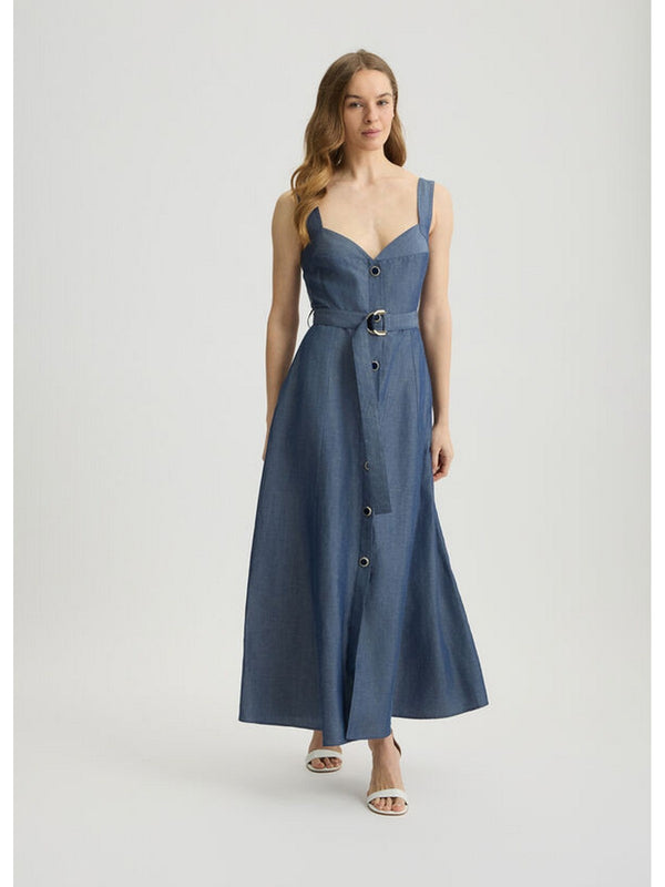 Vestiti casual Donna Liu Jo - Abito in lino con cintura - Blu