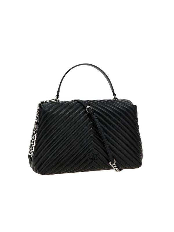 Borse a mano Donna Pinko - Borsa a mano grande Love Bag Puff in nappa chevron - Nero
