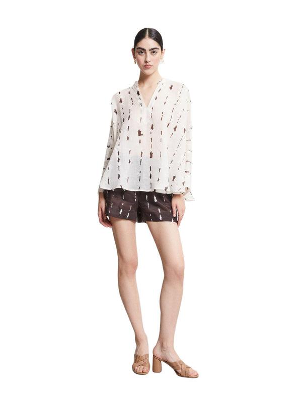 Camicie Donna ottod'Ame - Camicia stampata con volant - Panna