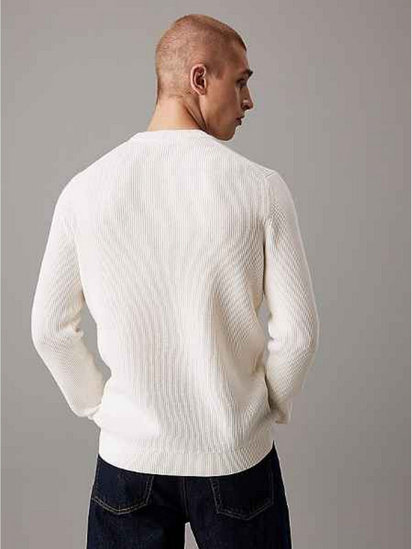 Maglioni Uomo Calvin Klein - Maglione con stemma in cotone a costine - Bianco