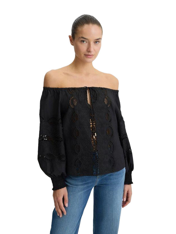 Bluse Donna Liu Jo - Blusa in cotone con ricami - Nero