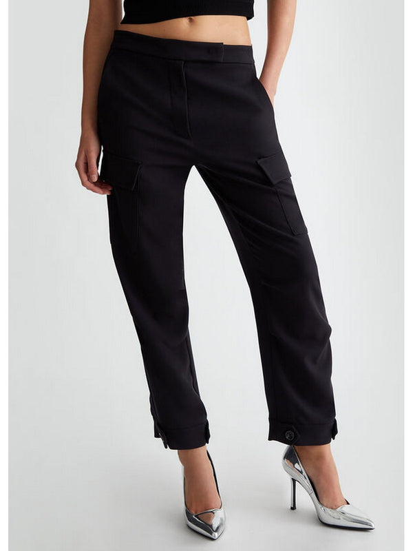 Pantaloni Donna Liu Jo - Pantaloni cargo in flanella stretch - Nero