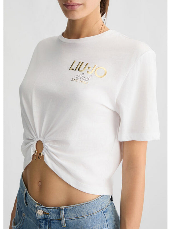 T-shirt Donna Liu Jo - T-shirt in cotone con logo - Bianco