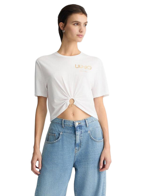 T-shirt Donna Liu Jo - T-shirt in cotone con logo - Bianco