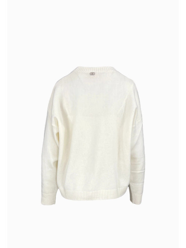 Maglie Donna Liu Jo - Maglia 100% lana con cut-out - Panna