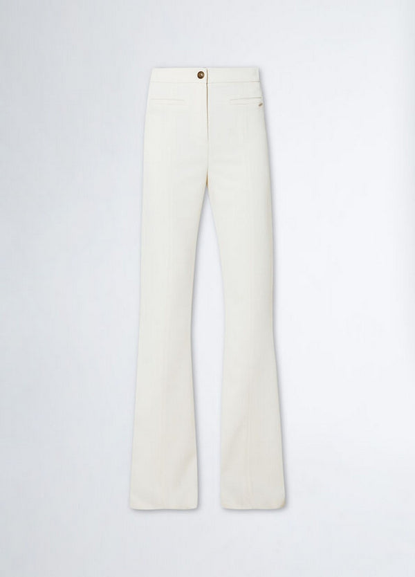 Pantaloni Donna Liu Jo - Pantaloni flare in twill - Bianco