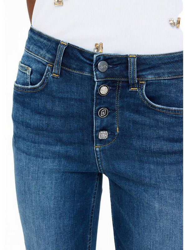 Jeans Donna Liu Jo - Jeans Flaire Con Bottoni Gioiello - Denim