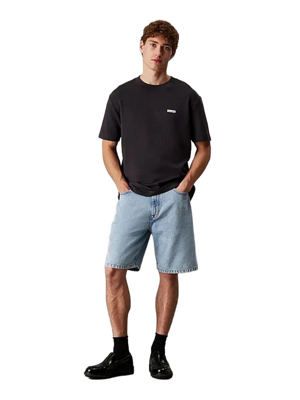 T-shirt Uomo Calvin Klein - T-shirt in cotone elasticizzato con stemma - Nero