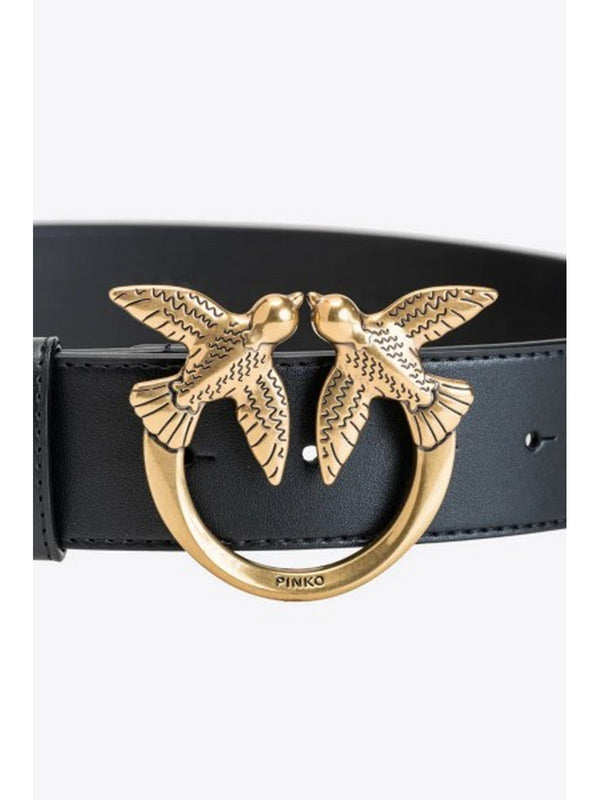 Cinture Donna Pinko - Cintura Love Birds in pelle - Nero