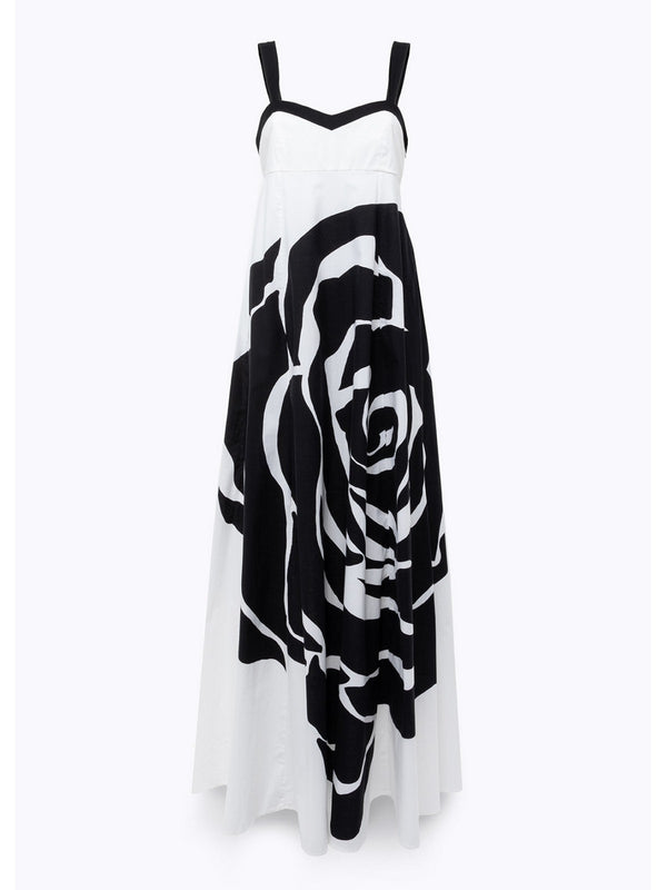 Vestiti da cocktail Donna Blugirl - Abito Lungo In Popeline Con Rosa - Nero