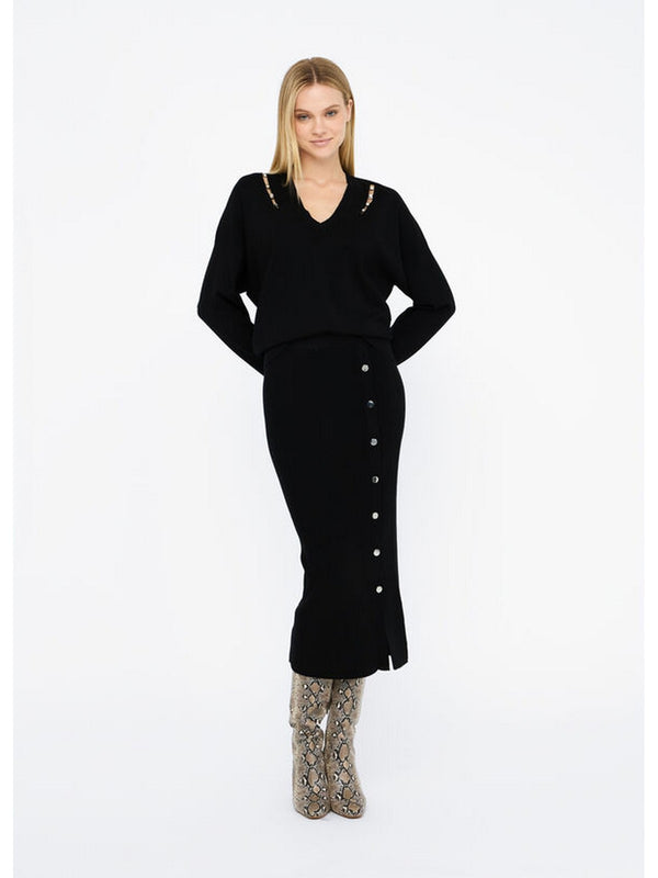 Gonne casual Donna Liu Jo - Gonna lunga in maglia - Nero