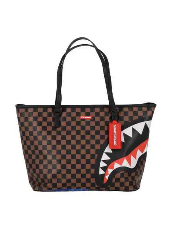 Borse a spalla Donna Sprayground - Borsa Sharks In Stickers Classic Tote - Marrone