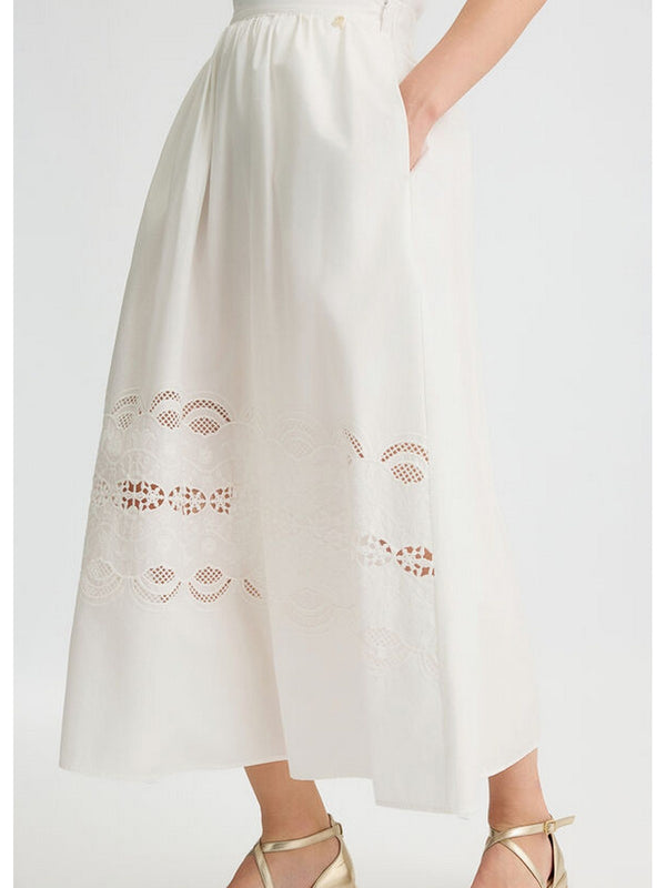 Gonne casual Donna Liu Jo - Gonna in cotone con ricami - Bianco