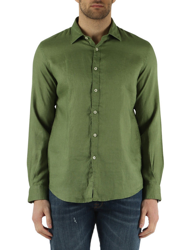 Camicie casual Uomo QB24 - Camicia In Lino - Verde