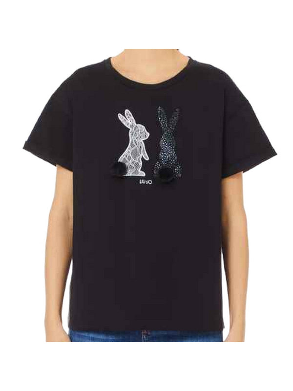 T-shirt Donna Liu Jo - T-Shirt M/C Animals - Nero