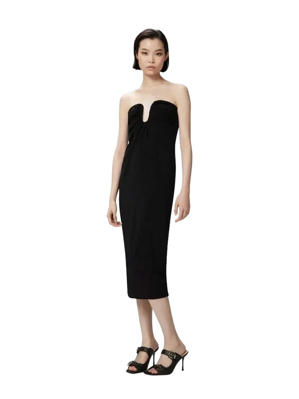Vestiti da cocktail Donna Pinko - Abito midi da sera con scollo sagomato - Nero