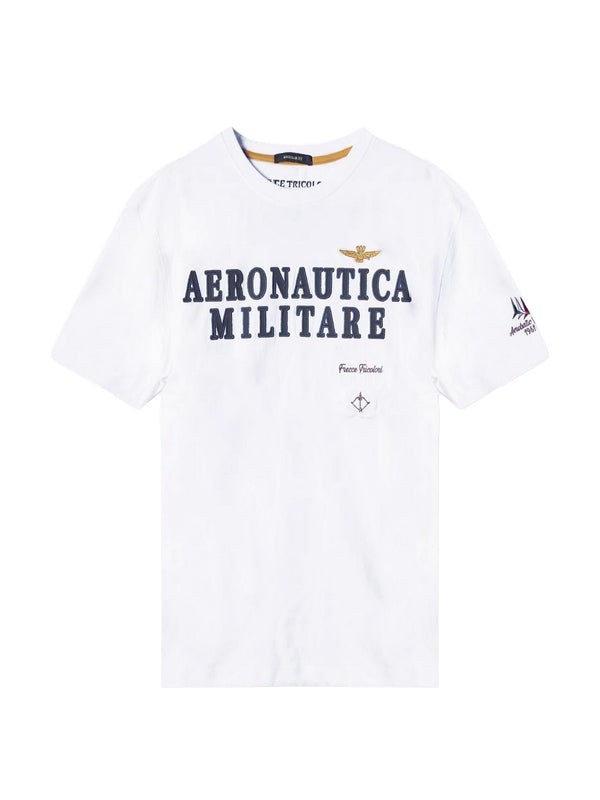 T-shirt Uomo Aeronautica Militare - T-shirt ricamata con logo applicato - Bianco