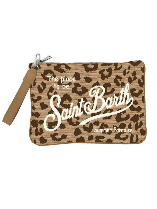 Borse a tracolla Donna Mc2 Saint Barth - Pouchette Parisienne Straw Leopard 18 Emb - Marrone