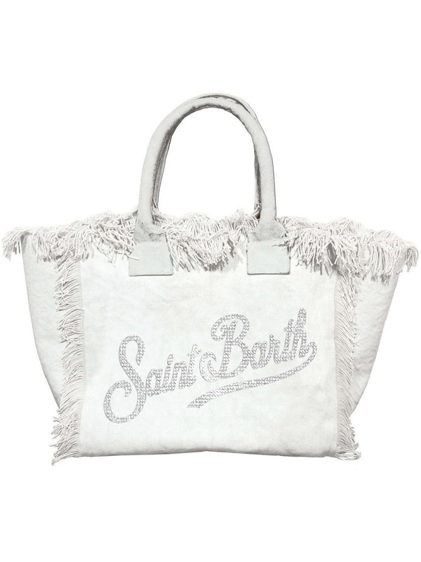 Borse a mano Donna Mc2 Saint Barth - Borsa Colette In Canvas Con Logo In Strass - Bianco