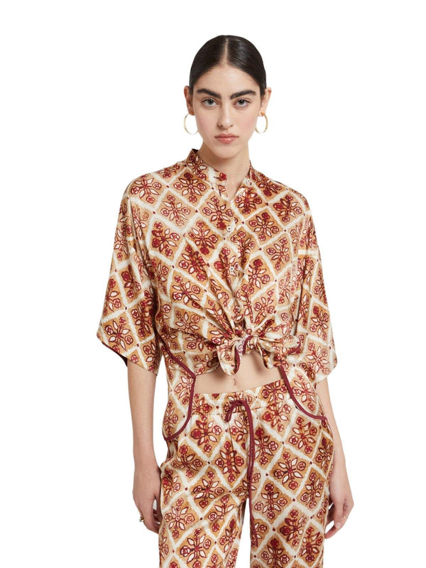 Camicie Donna ottod'Ame - Camicia in viscosa stampata - Sabbia