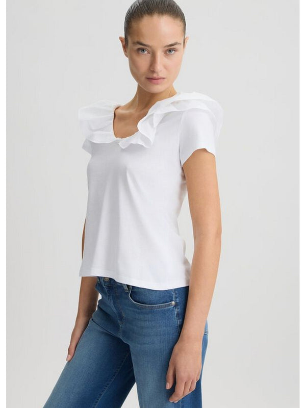 T-shirt Donna Liu Jo - T-shirt in cotone con rouches - Bianco
