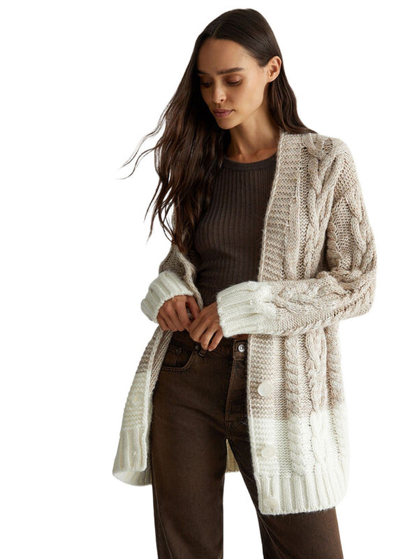 Cardigan Donna Liu Jo - Cardigan in lana e alpaca - Beige